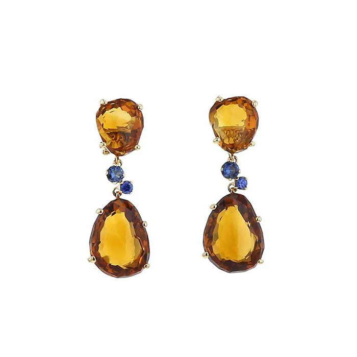 Hoop earrings with tortoiseshell designs for a chic and classic style-Pomellato Bahia pendants earrings in pink gold, citrine and sapphires