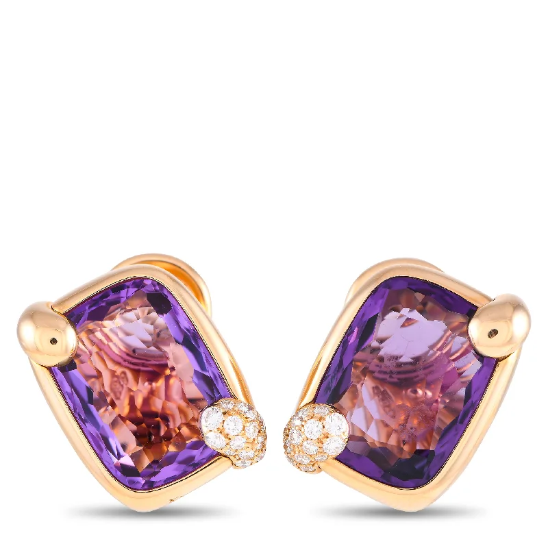 Best hoop earrings with minimalist designs for a clean and modern aesthetic-Pomellato Ritratto 18K Yellow Gold Diamond and Amethyst Earrings PO23-102124