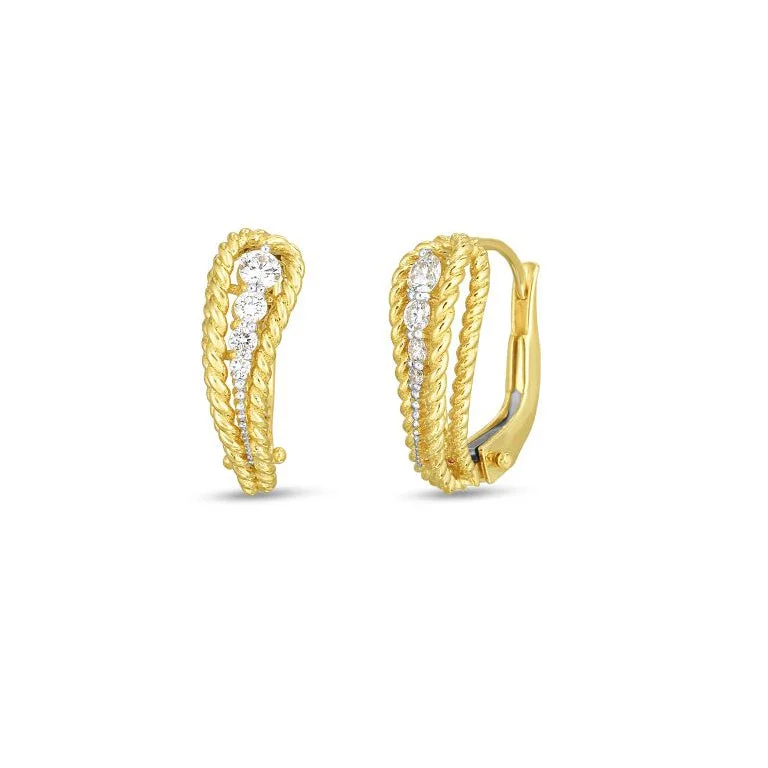 Classic hoop earrings with a thin profile for a sleek and subtle style-Roberto Coin Byzantine Barocco 18K Yellow Gold Diamond Single Paisley Earrings