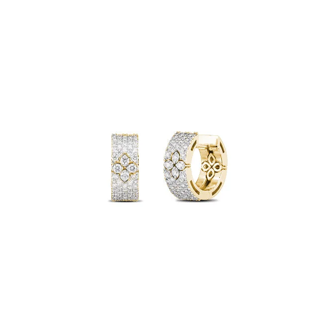 Hoop earrings with colorful beads for a fun and playful vibe-Roberto Coin Love in Verona 18K Yellow Gold Wide Diamond Hoop Earrings