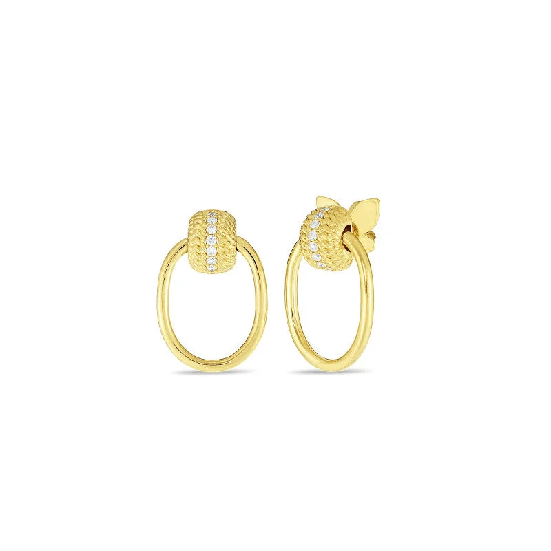 Hoop earrings with polished metal for a shiny and high-quality finish-Roberto Coin Opera 18K Yellow Gold Diamond Earrings