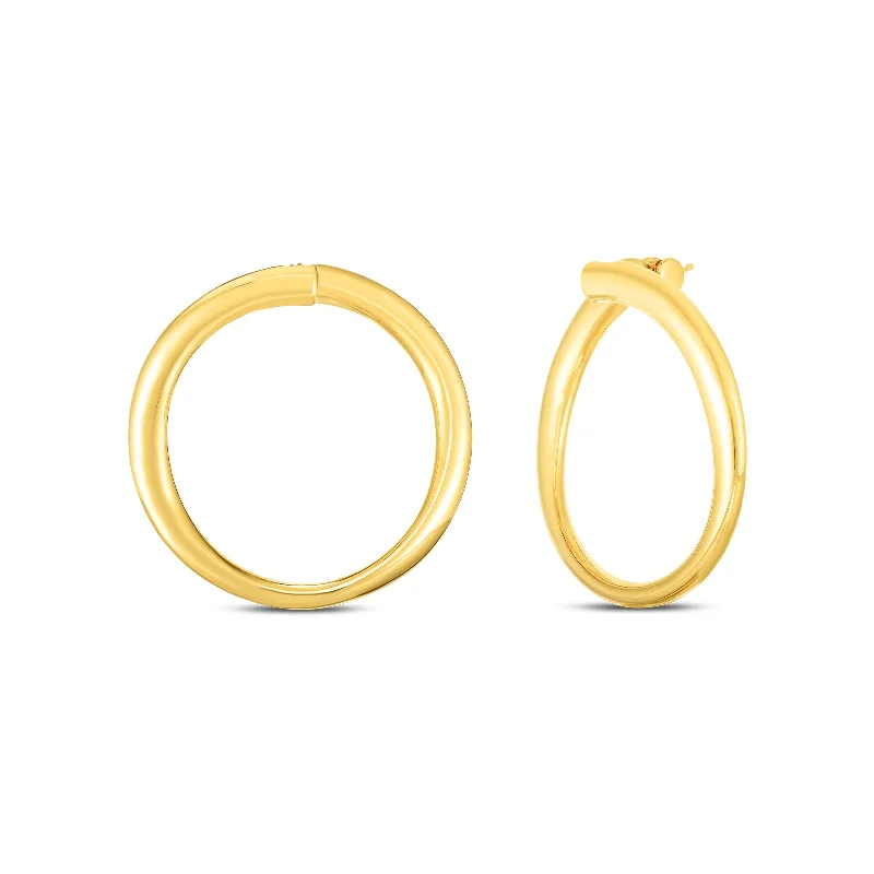 Hoop earrings with spiral designs for a dynamic and fluid look-Roberto Coin Oro Classic 18K Yellow Gold Curved Hoop Earrings