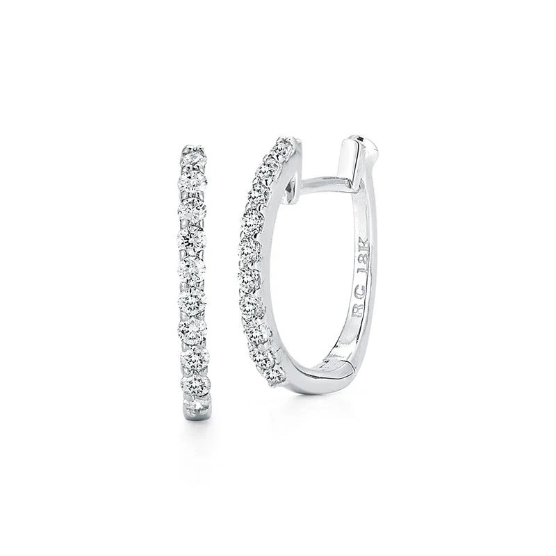 Hoop earrings with snake print designs for an edgy, wild appearance-Roberto Coin Perfect Diamond Hoops 18K White Gold Baby Hoop Earrings