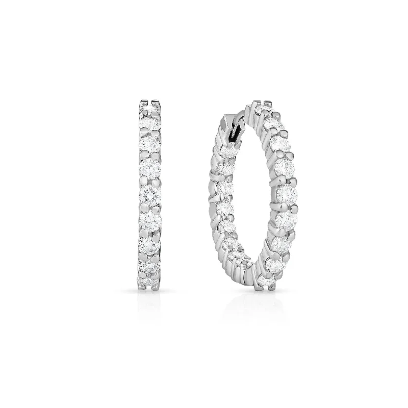 Hoop earrings with heart-shaped frames for a romantic and feminine look-Roberto Coin Perfect Diamond Hoops 18K White Gold Medium Diamond Hoops