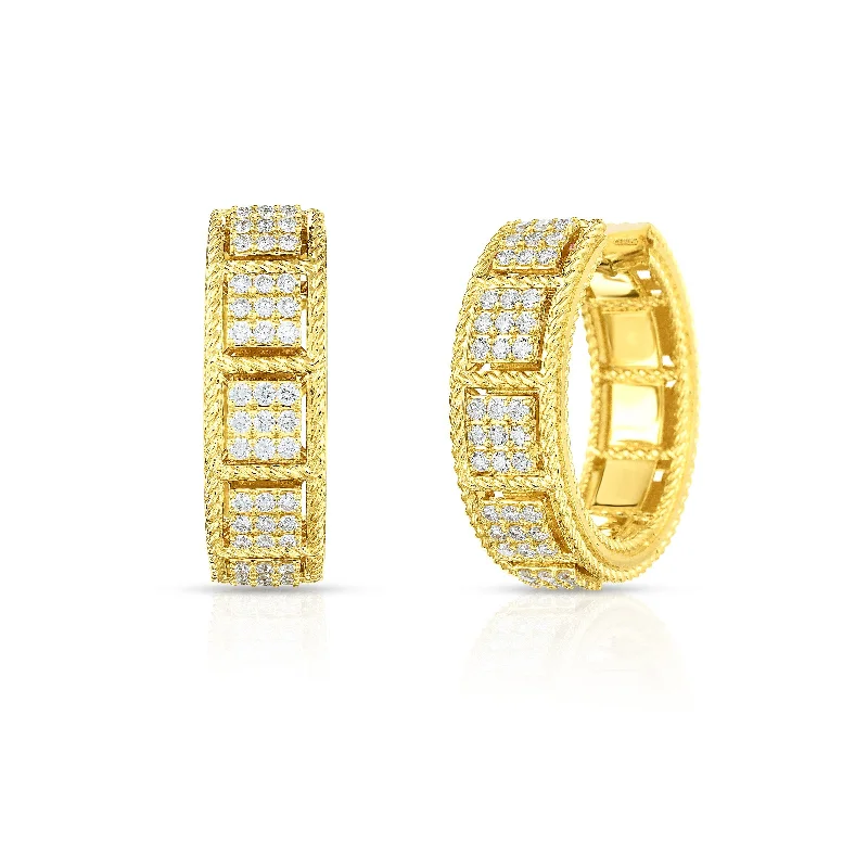 Small hoop earrings for a delicate and understated everyday wear-Roberto Coin Roman Barocco 18K Yellow Gold Diamond Hoop Earrings