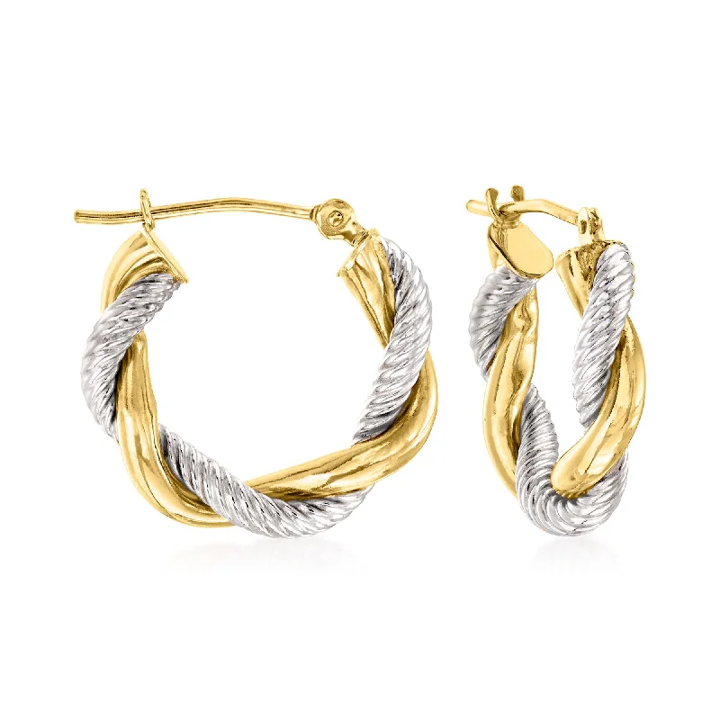 Best hoop earrings with infinity designs for a timeless and meaningful symbol-Ross-Simons 14kt 2-Tone Gold Twisted Hoop Earrings