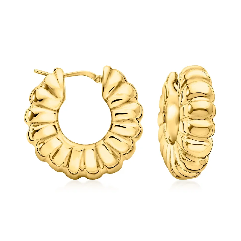 Best hoop earrings with vintage coins for a retro, antique-inspired style-Ross-Simons Italian 14kt Yellow Gold Shrimp Hoop Earrings