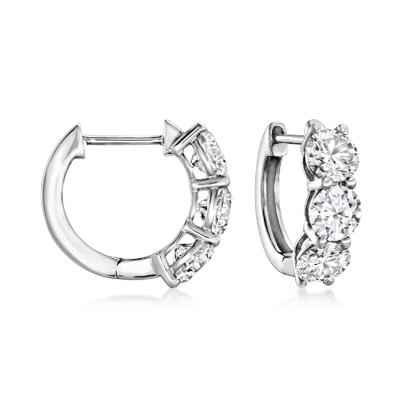 Best hoop earrings with gold-plated finishes for an affordable luxury vibe-Ross-Simons Lab-Grown Diamond Huggie Hoop Earrings in 14kt White Gold