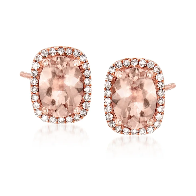 Hoop earrings with pearl accents for a chic and classic style-Ross-Simons Morganite and . Diamond Earrings in 14kt Rose Gold