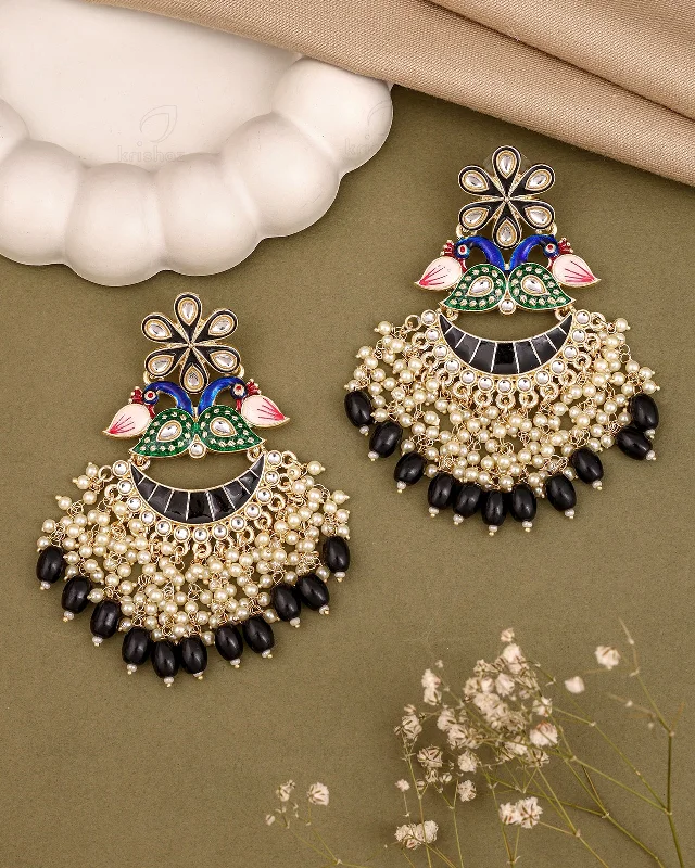 Hoop earrings with removable pendants for a versatile and customizable accessory-Saanchi Kundan Danglers-M