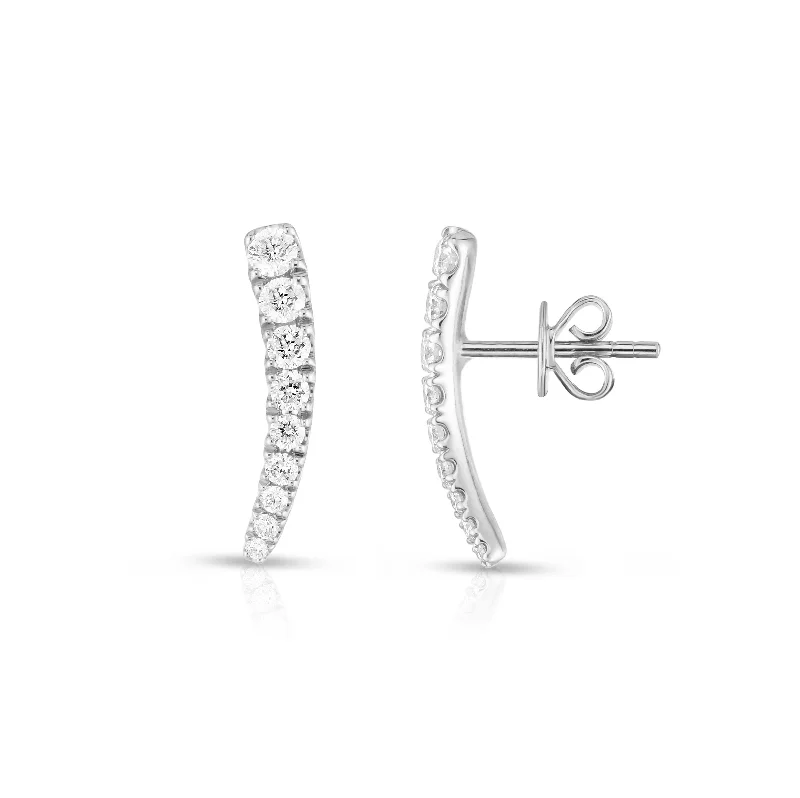 Best hoop earrings with asymmetrical designs for a fashion-forward, avant-garde look-Sabel 14K White Gold Round Diamond Curved Climber Earrings