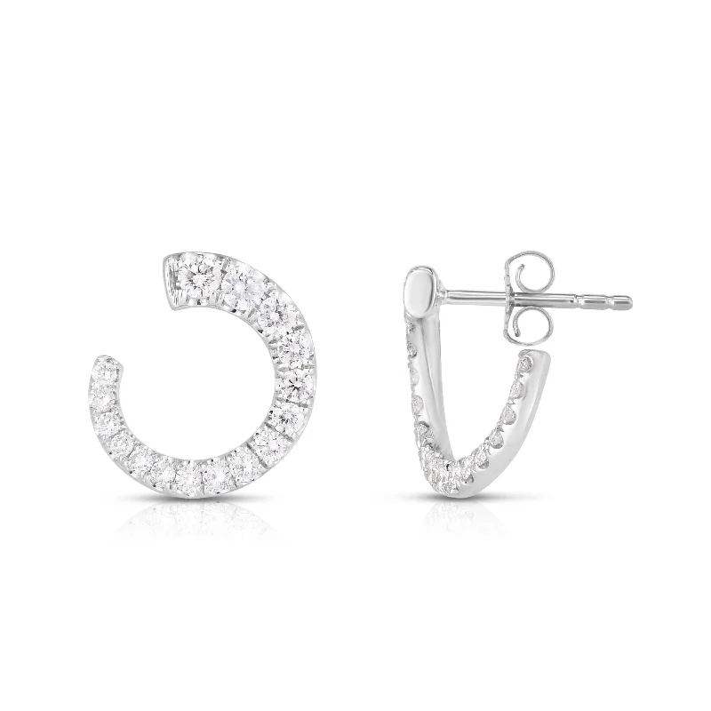 Hoop earrings with circle designs for a classic and timeless shape-Sabel 14K White Gold Swirl Round Diamond Earrings