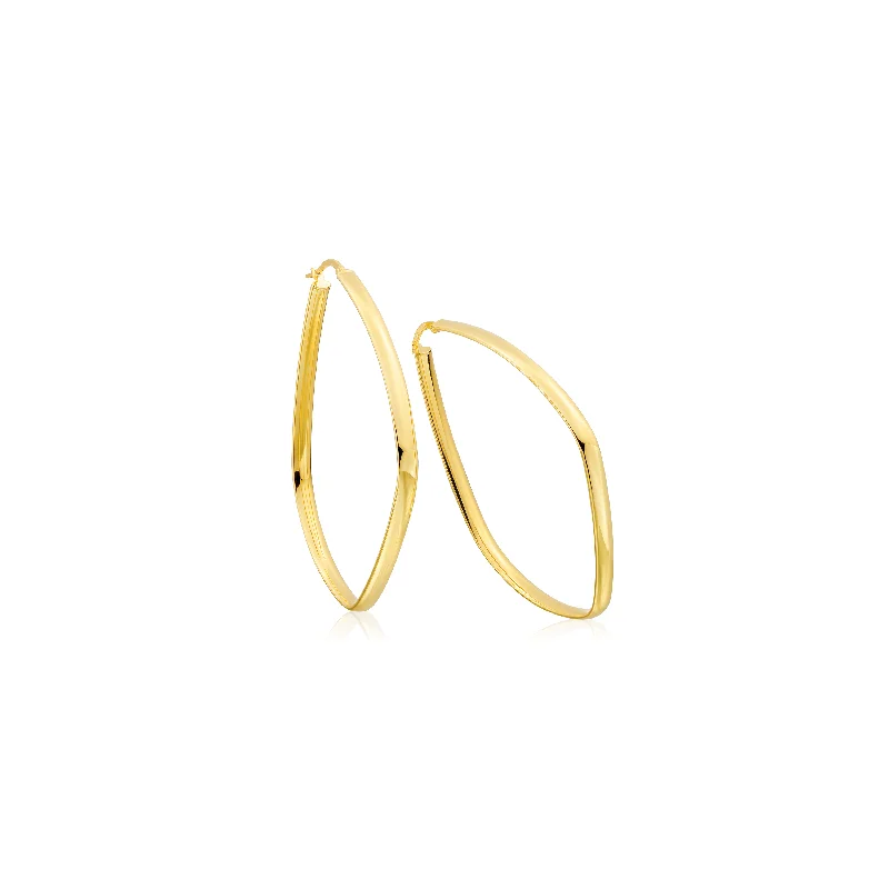 Best hoop earrings with oval shapes for a unique and elongated design-Sabel 14K Yellow Gold Oval Flat Hoop Earrings