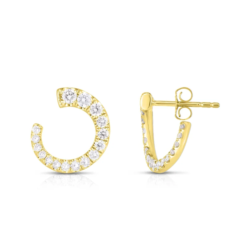 Best hoop earrings with snake-inspired designs for an edgy and fierce vibe-Sabel 14K Yellow Gold Swirl Round Diamond Earrings