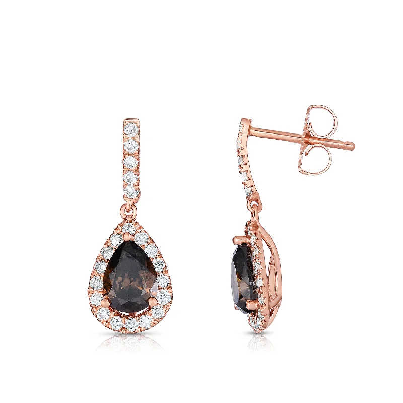 Best hoop earrings with matching bracelets for a coordinated jewelry set-Sabel Collection 14K Rose Gold Mocha and White Diamond Dangle Earrings