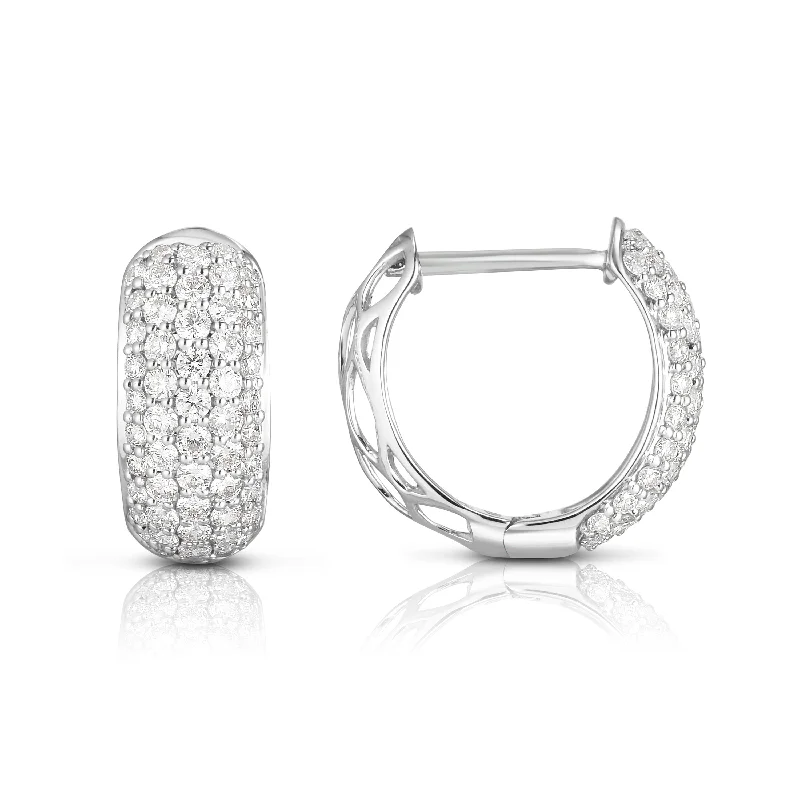 Hoop earrings with luxe velvet finishes for a rich and luxurious touch-Sabel Collection 14K White Gold Diamond Front Huggie Hoop Earrings