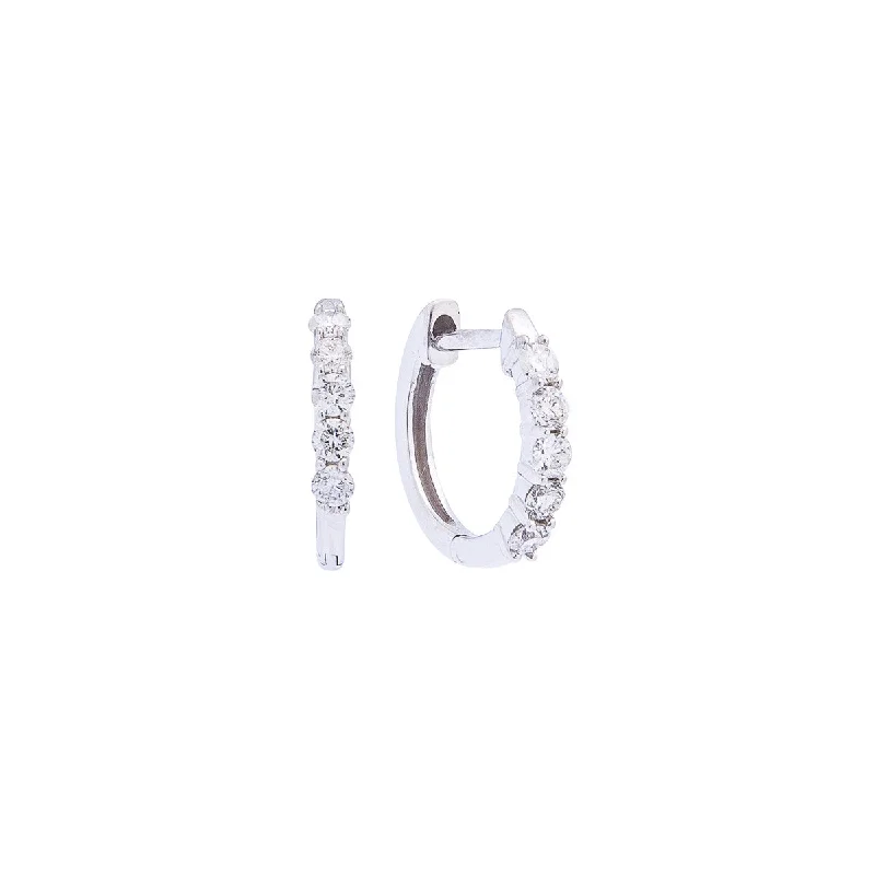 Best hoop earrings with delicate chain details for a trendy and stylish design-Sabel Collection 14K White Gold Diamond Small Huggie Hoop Earrings