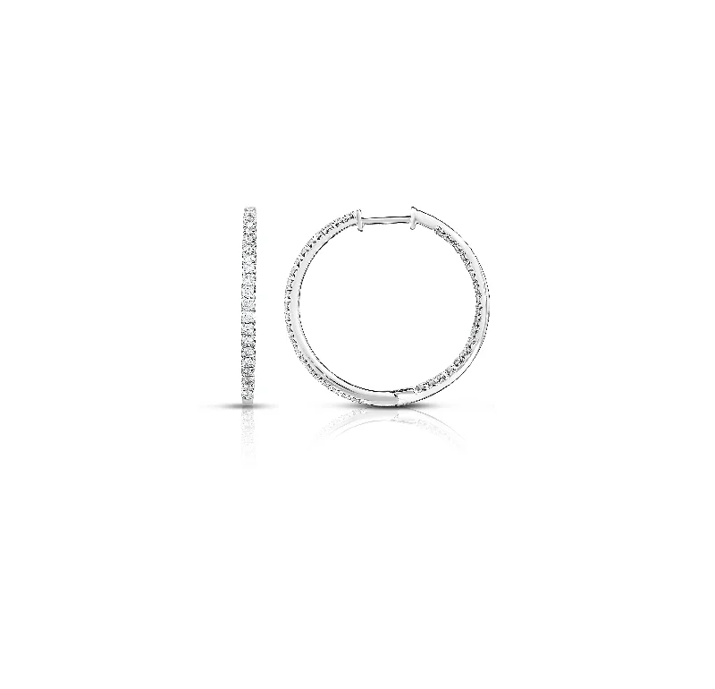 Best hoop earrings with sterling silver for an affordable and chic design-Sabel Collection White Gold Inside Out Diamond Hoop Earrings