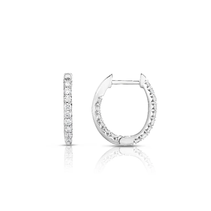 Best hoop earrings with textured silver for a rustic and organic finish-Sabel Collection 14K White Gold Medium Diamond Inside Out Hoop Earrings