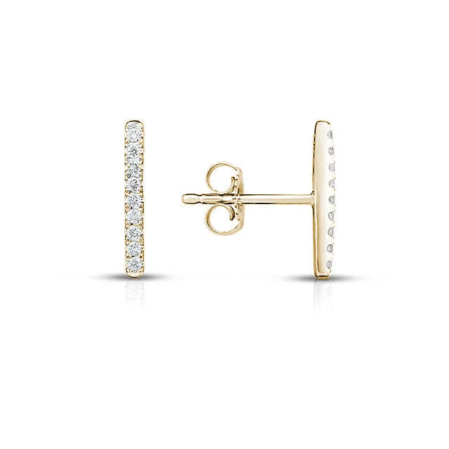 Hoop earrings with infinity loop designs for a continuous and eternal shape-Sabel Collection Round Diamond Bar Earrings in 14K Yellow Gold