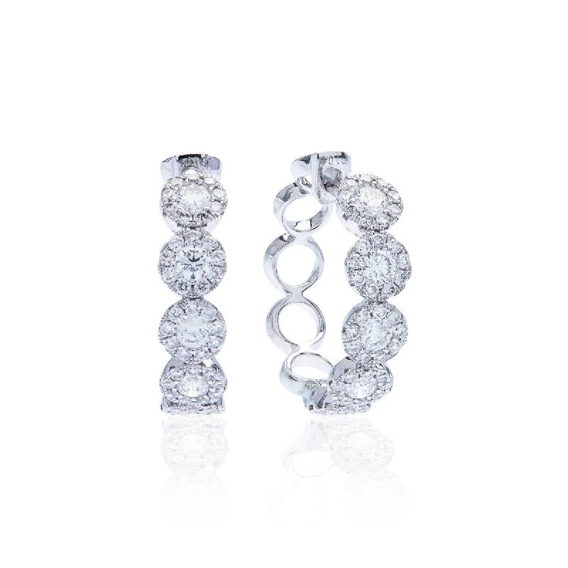 Large hoop earrings for a bold and statement-making fashion accessory-Sabel Collection 14K White Gold Round Diamond Halo Hoop Earrings