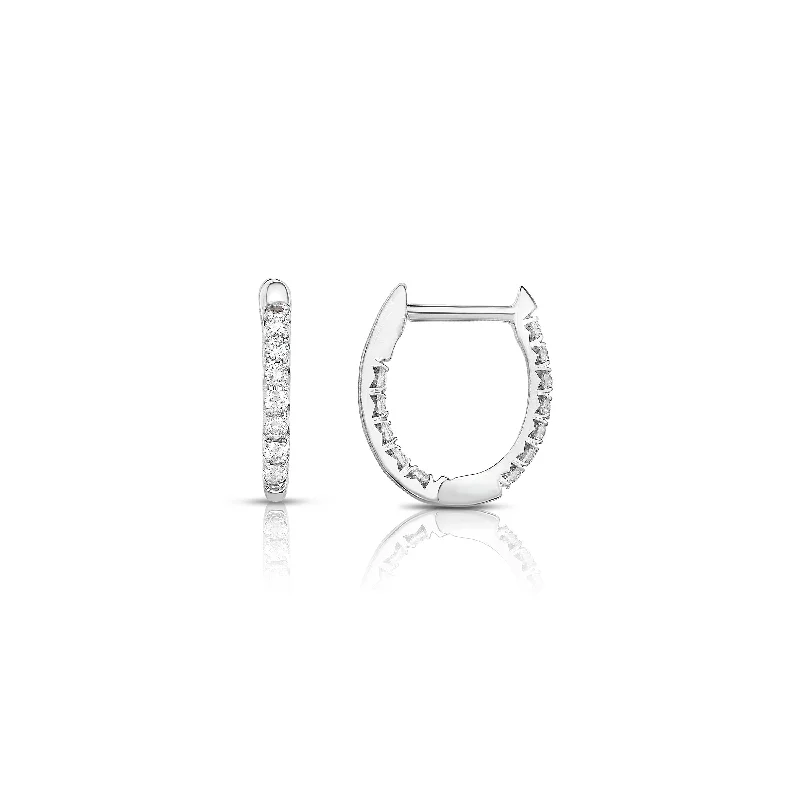 Hoop earrings with abstract wirework for an artistic, unique look-Sabel Collection 14K White Gold Small Oval Inside Out Diamond Hoop Earrings