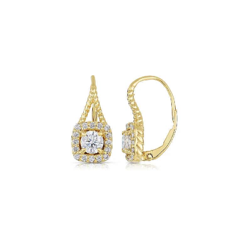 Hoop earrings with satin finishes for a smooth and elegant appearance-Sabel Collection 14K Yellow Gold Diamond Leverback Earrings