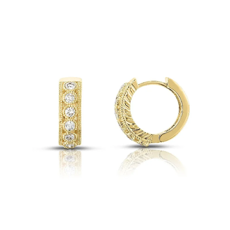 Best hoop earrings with minimal embellishments for a sleek and modern look-Sabel Collection 14K Yellow Gold Round Diamond Hoop Earrings