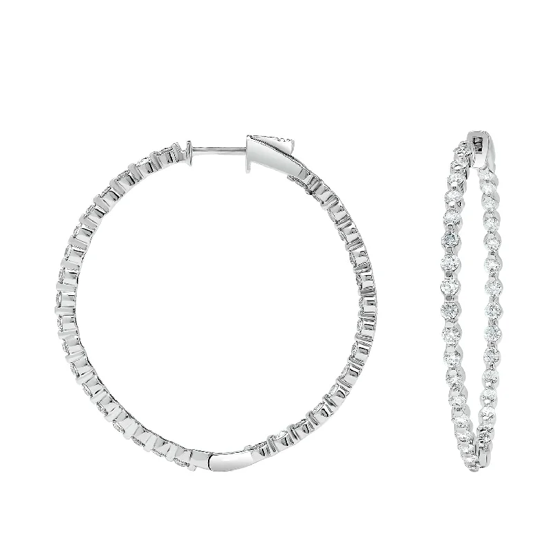 Best hoop earrings with enamel details for a colorful and modern look-Sabel Collection 18K White Gold Diamond 1.5" Inside Out Hoop Earrings