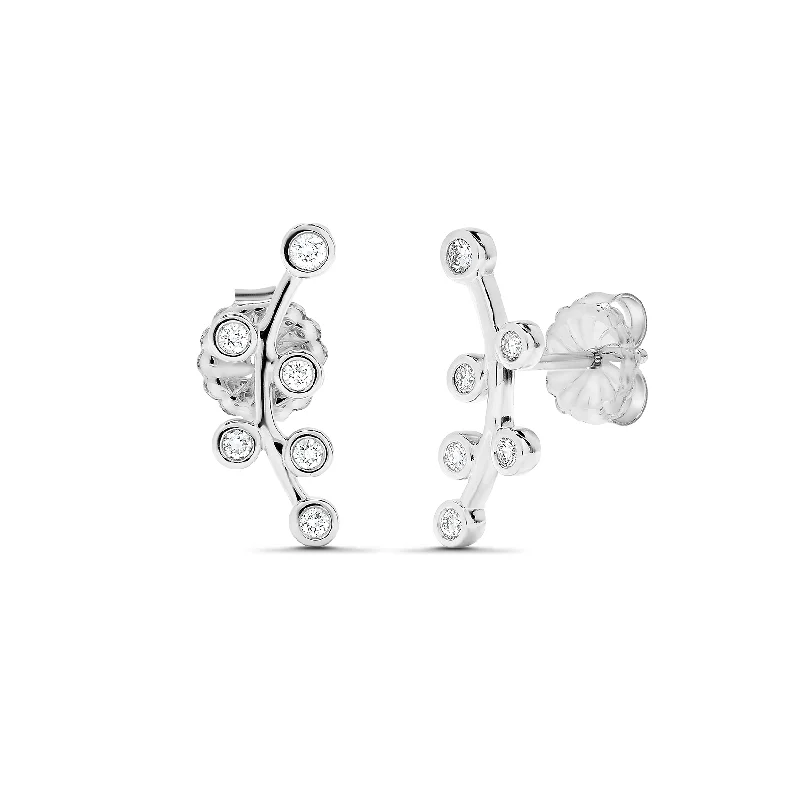 Best hoop earrings with cubic zirconia for a budget-friendly, dazzling look-Sabel Collection 18K White Gold Floral Diamond Climber Earrings in .26cttw