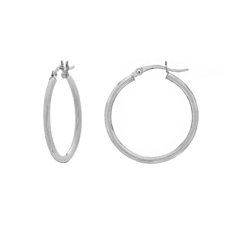 Best hoop earrings with intricate beaded details for a textured, stylish appearance-Sabel Everyday Collection Gold 25mm Polished Hoop Earrings in 14K White Gold