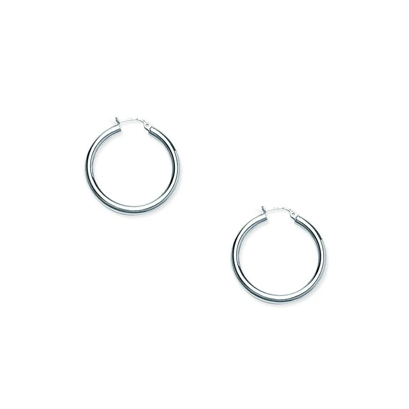 Hoop earrings with cut-out designs for a creative and lightweight effect-Sabel Everyday Collection 30mm Polished Hoop Earrings in 14K White Gold