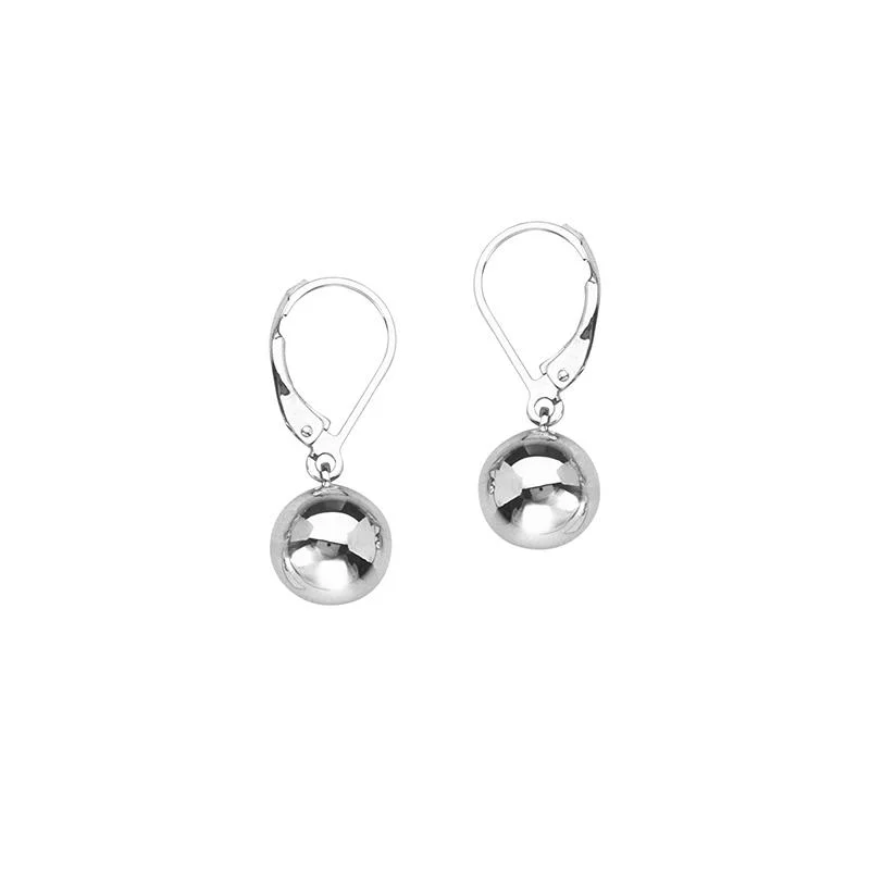 Hoop earrings with floral motifs for a feminine and nature-inspired look-Sabel Everyday Collection Ball Dangle Earrings in 14K White Gold