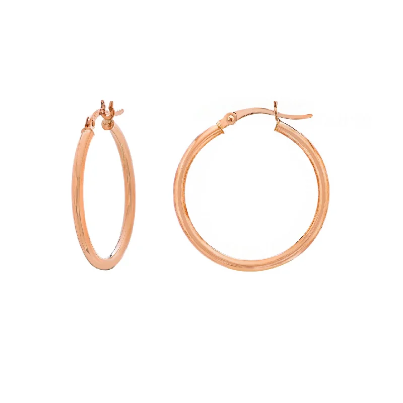 Best hoop earrings with geometric hexagon shapes for a modern, angular look-Sabel Everyday Collection 25mm Polished Hoop Earrings in 14K Rose Gold