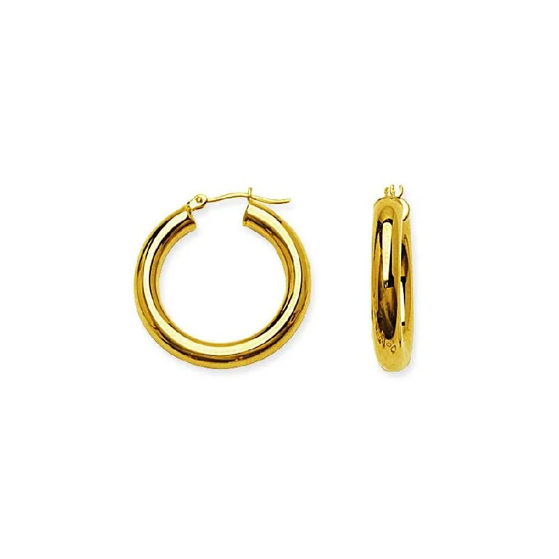 Best hoop earrings with braided leather for a rustic, stylish finish-Sabel Everyday Collection 25mm Polished Hoop Earrings in 14K Yellow Gold