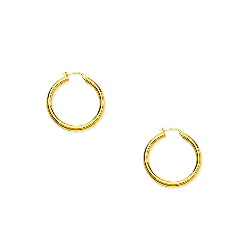 Best hoop earrings with geometric shapes for a modern and artistic appeal-Sabel Everyday Collection 30mm Polished Hoop Earrings in 14K Yellow Gold