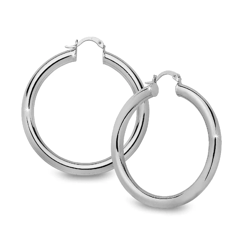 Best hoop earrings with hammered gold for a rustic yet elegant look-Selena Hoop 2 " White Gold