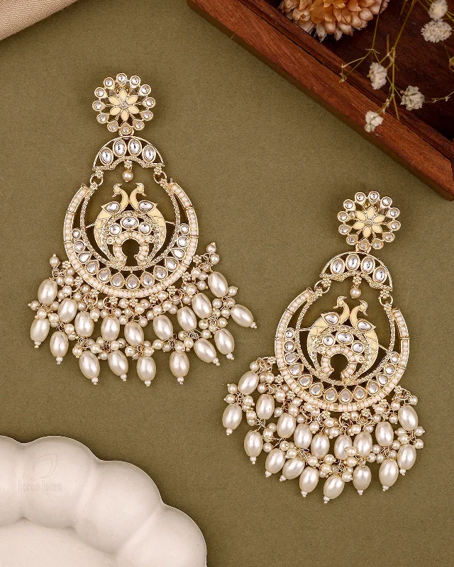 Hoop earrings with polished metal for a shiny and high-quality finish-Sharvi Kundan Danglers-M