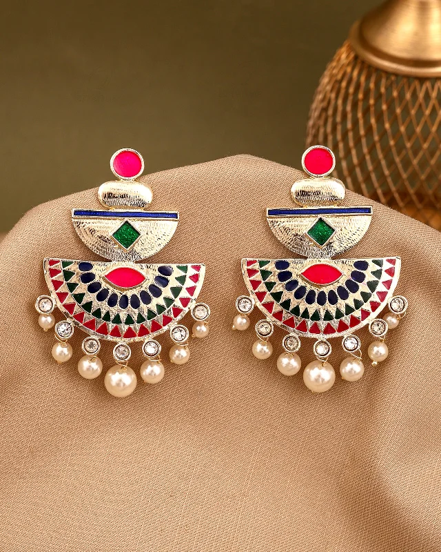 Hoop earrings with faceted crystals for added sparkle and shine-Shimpy Kundan Danglers-M