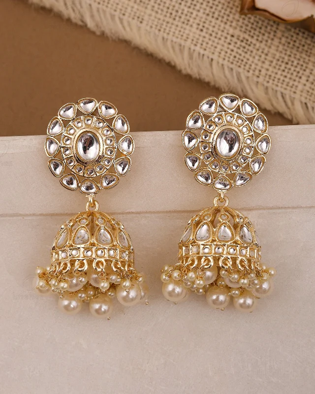 Best hoop earrings with matching bracelets for a coordinated jewelry set-Shobhitha Kundan Jhumki-M