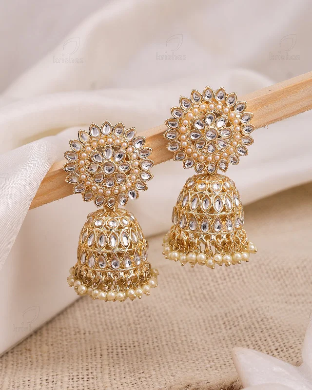 Lightweight hoop earrings for comfortable and all-day wear-Shree Kundan Jhumki