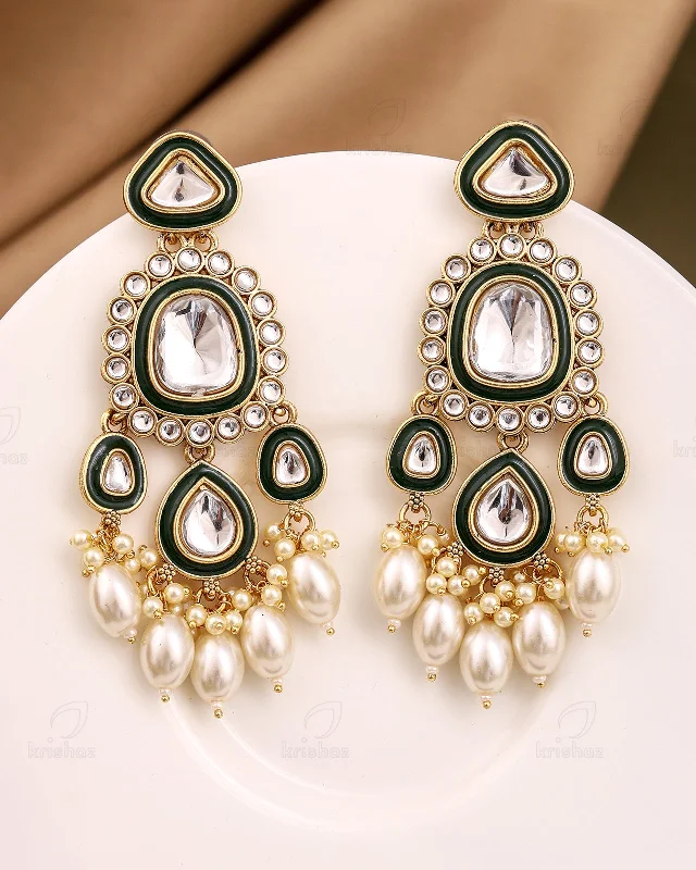 Best hoop earrings with vintage coins for a retro, antique-inspired style-Simran Kundan Danglers-M