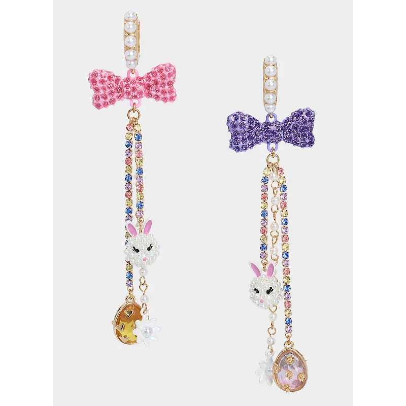 Hoop earrings with multi-tone finishes for a colorful and layered effect-Somebunnys Baby Bow Egg Earrings Multi