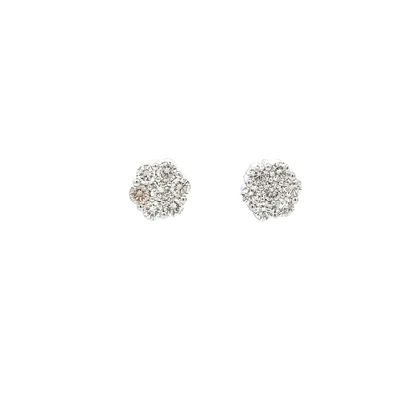 Hoop earrings with pearl accents for a chic and classic style-14K GOLD DIAMOND 7-STONE FLOWER EARRINGS 1.60 CT