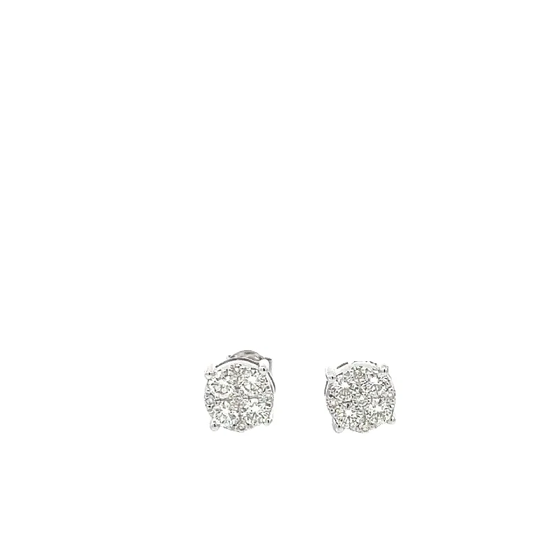 Best hoop earrings with minimalist designs for a clean and modern aesthetic-14K GOLD DIAMOND EARRING CLUSTER STUDS 1.25 CT