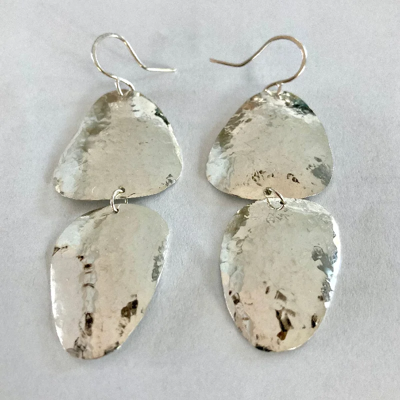 Best hoop earrings with custom engravings for a personalized and meaningful gift-Sterling Silver Small Double Pebble Earrings