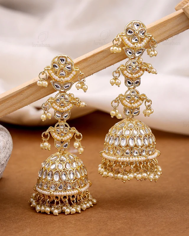 Large hoop earrings for a bold and statement-making fashion accessory-Sudiksha Kundan Jhumki