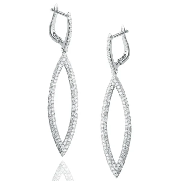 Best hoop earrings with stacked layers for a dimensional and bold look-Suzy Levian Pave Cubic Zirconia Sterling Silver Long Earrings