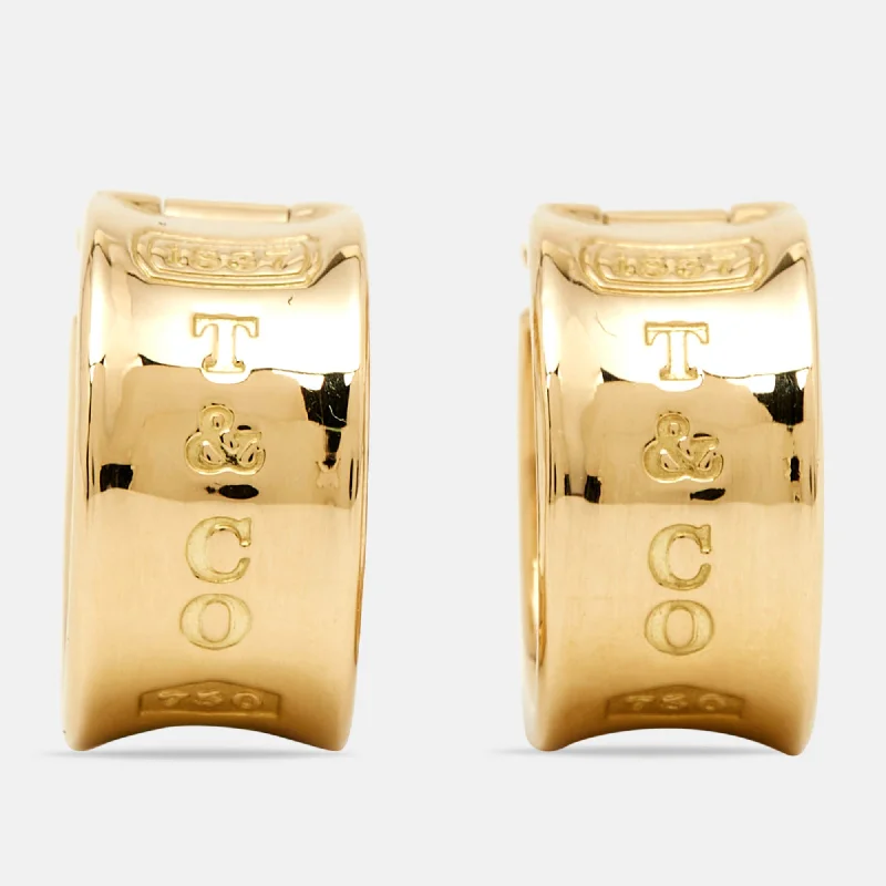 Best hoop earrings with satin ribbons for a soft, feminine appearance-Tiffany & Co. Tiffany 1837 18K  Gold Earrings