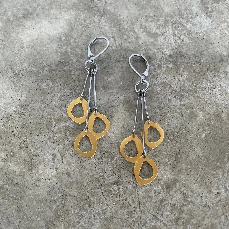 Lightweight hoop earrings for comfortable and all-day wear-triple tiny rough cut earrings